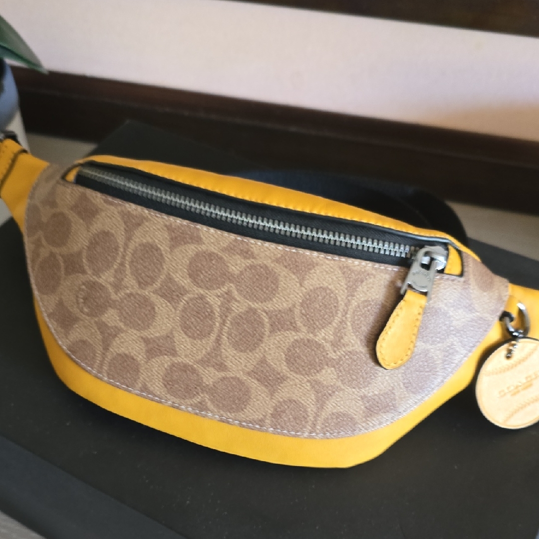 Coach Yellow And Black Logo Belt Bag